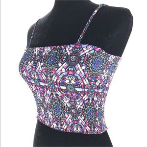 Medallion Print Elastic Crop Tube Top